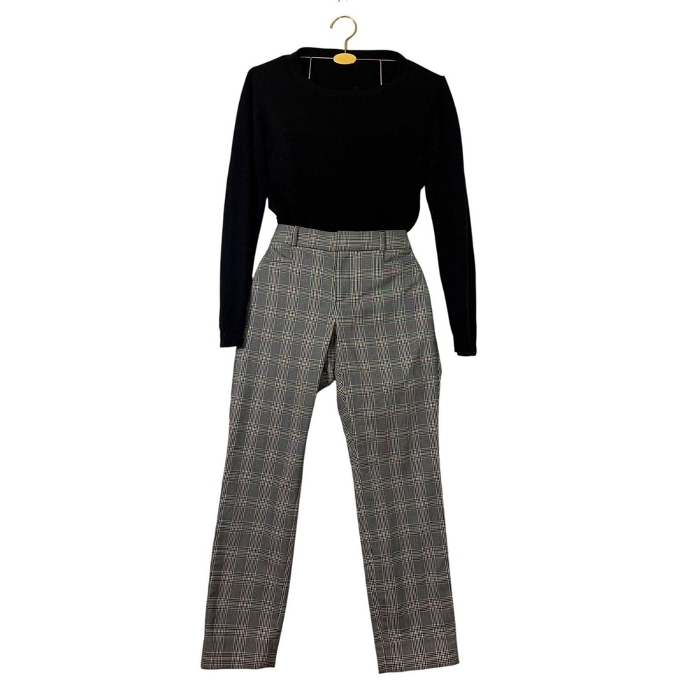 Banana Republic‎ Sloan Plaid Straight Leg Petite Pants Size 2P - Picture 2 of 8
